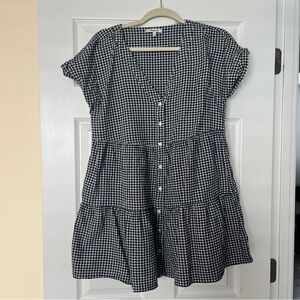 Madewell Babydoll Black and White Gingham Dress